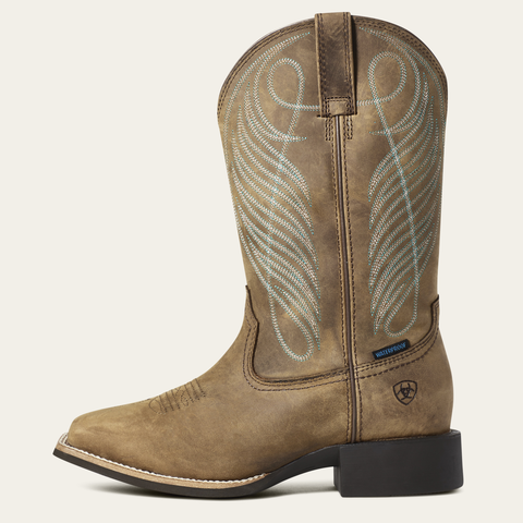 Ariat Womens Round Up Wide Square Toe H20 Distressed Brown