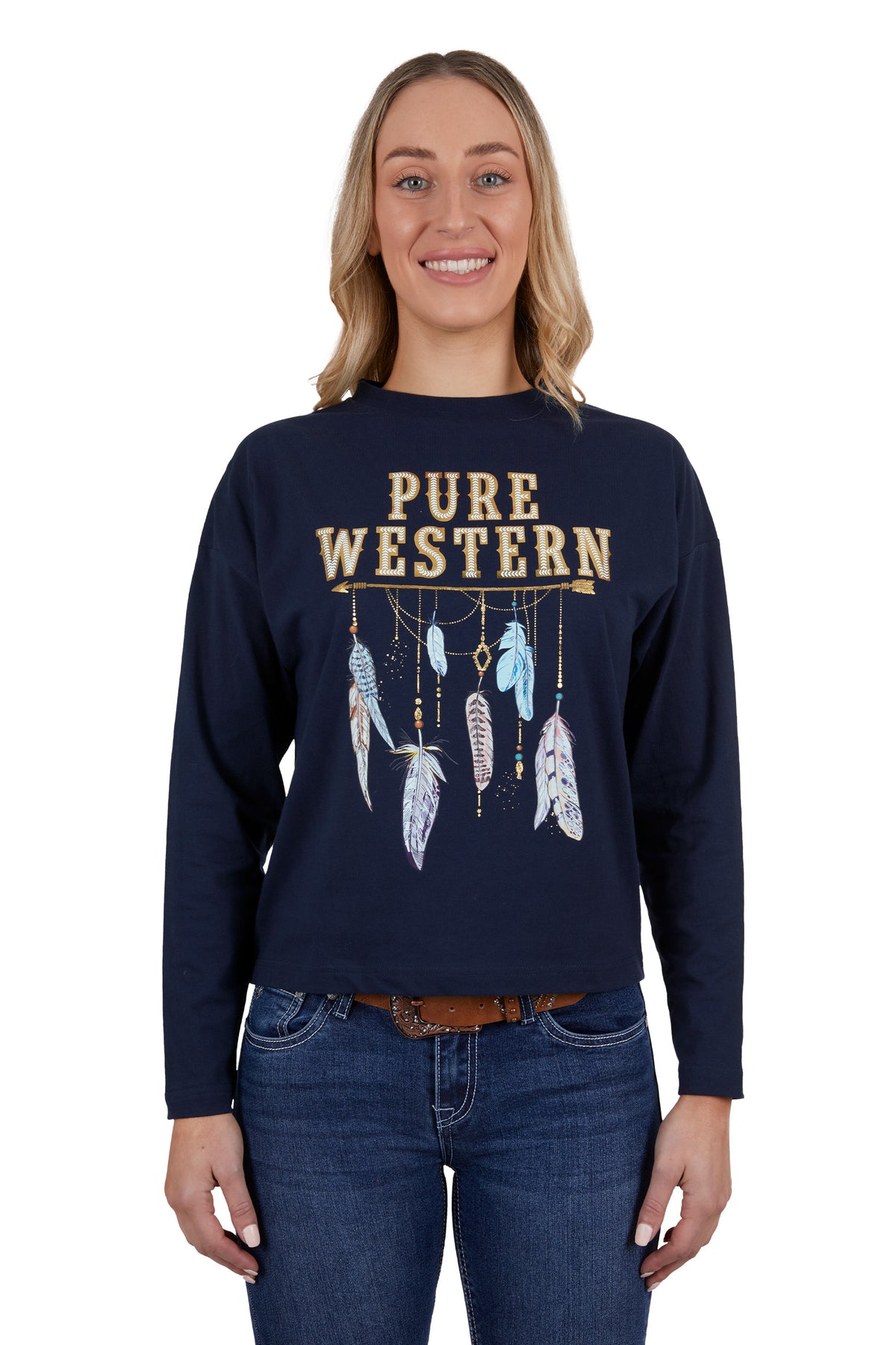 Pure Western Womens Astrid Tee - Navy