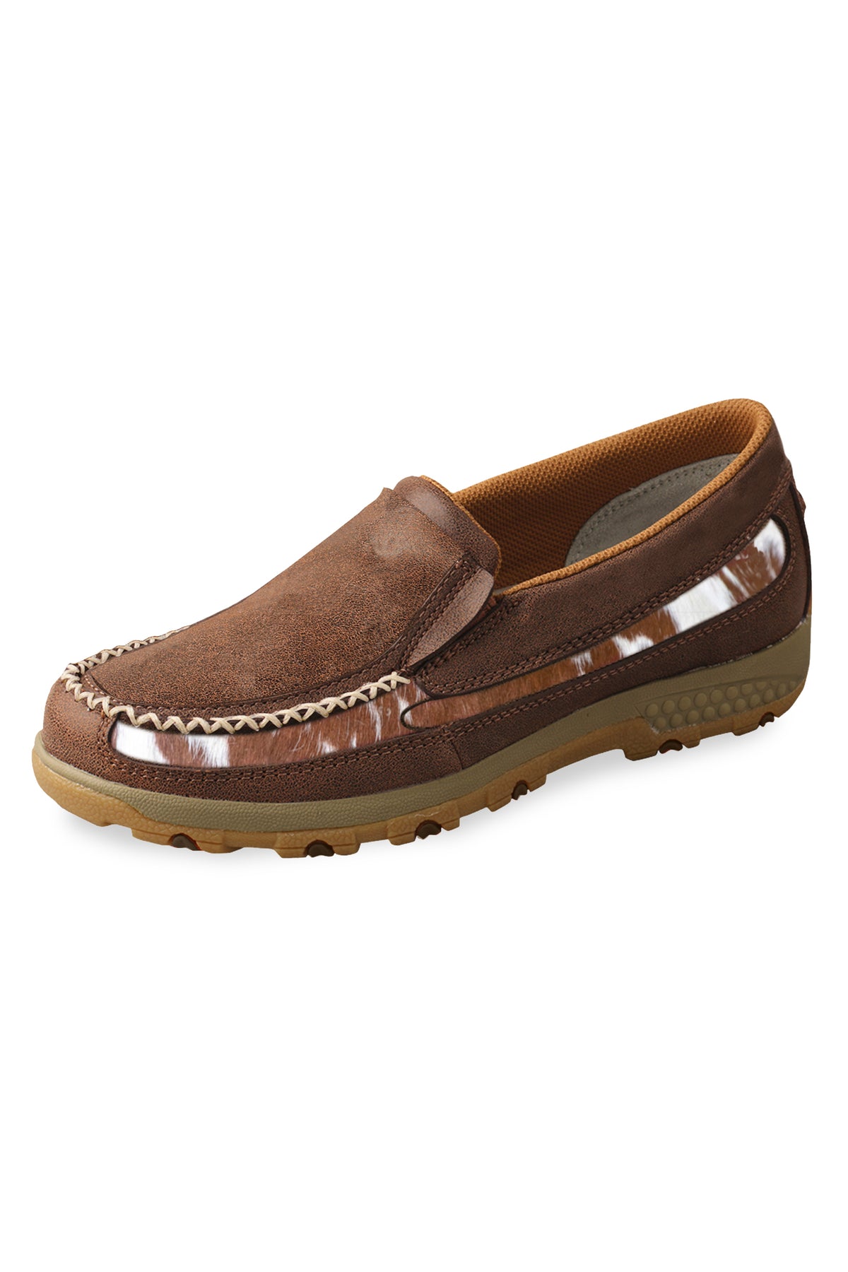Twisted X Womens Cow Fur Moc Slip On - Brown/Brown