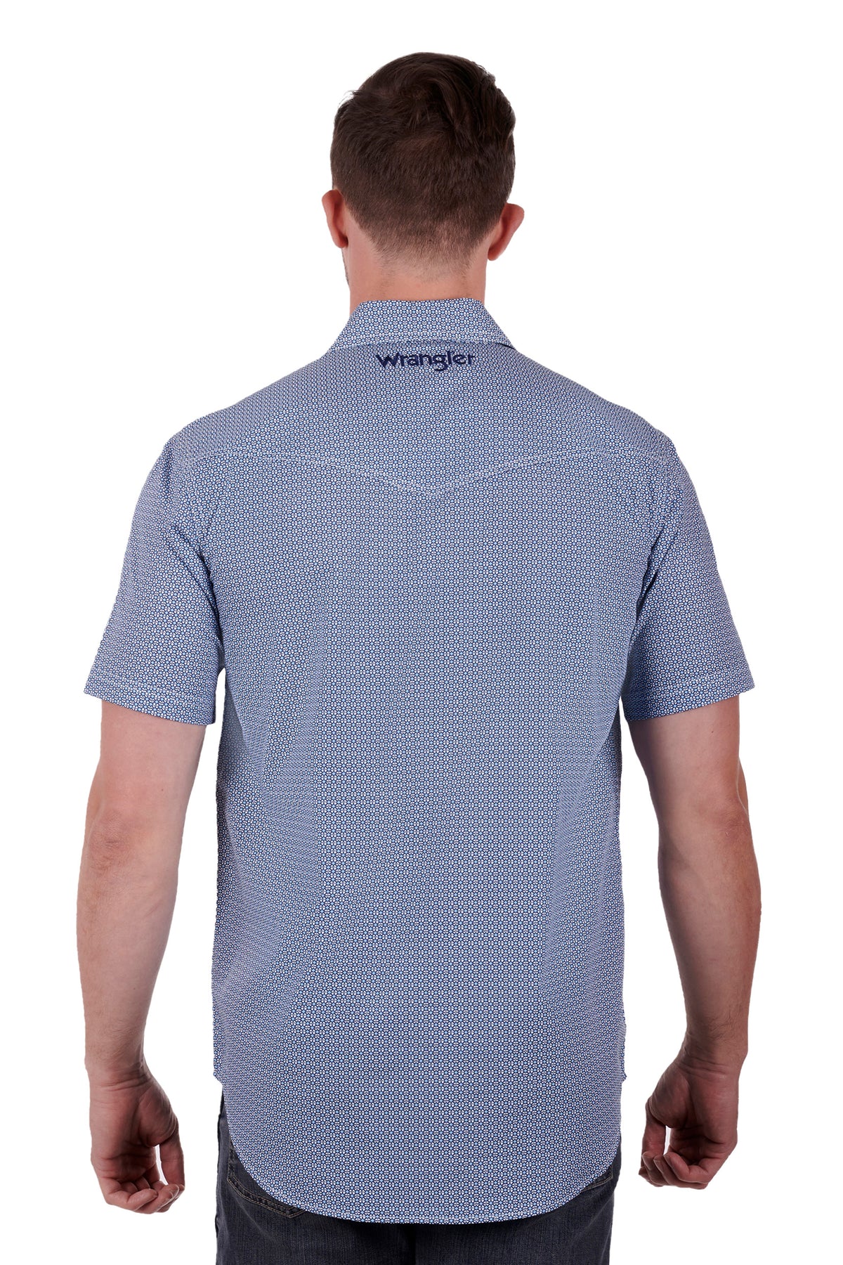 Wrangler Mens Graham Short Sleeve Shirt - Blue/White