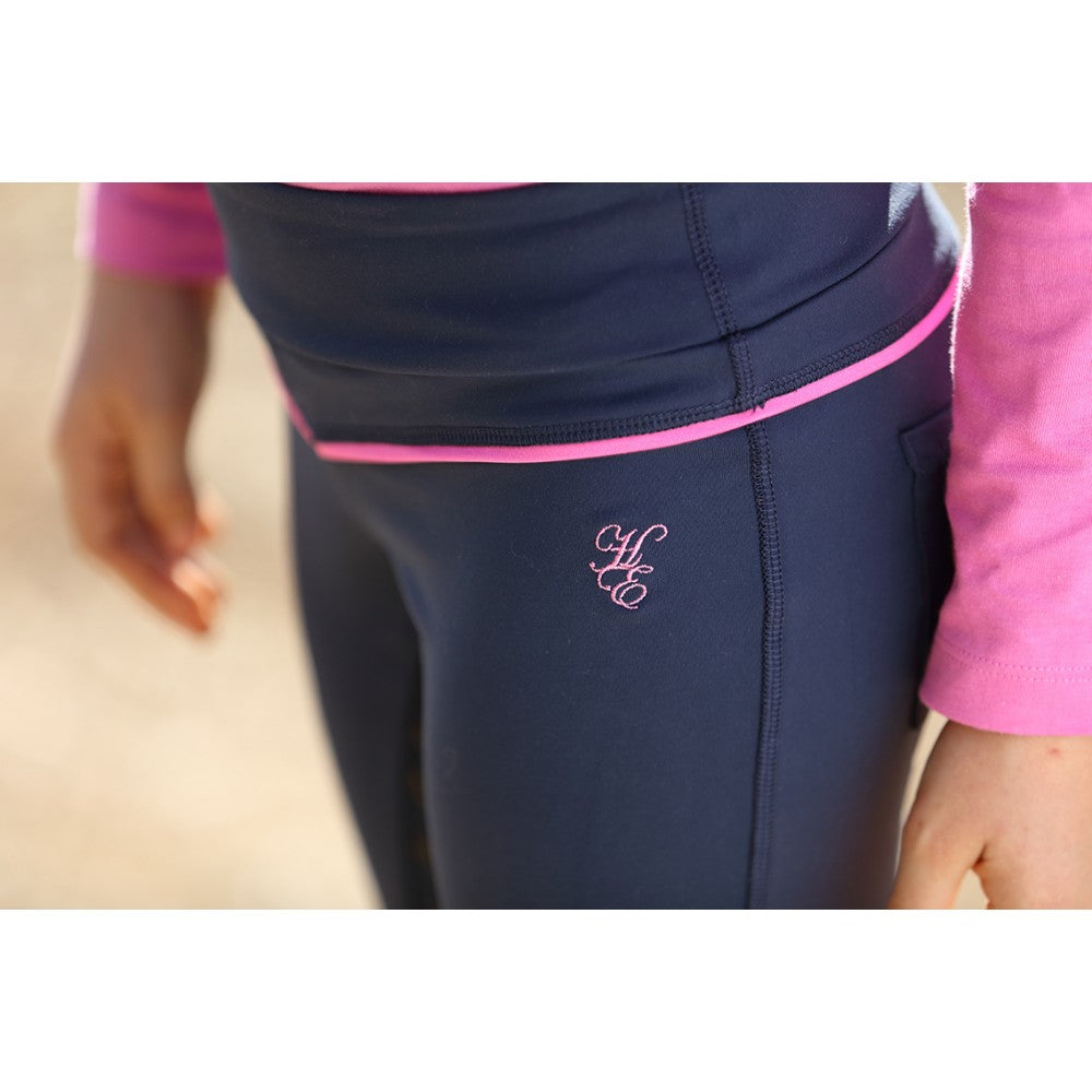 Huntington Pull On Full Seat Gel stretch breeches Navy/Pink