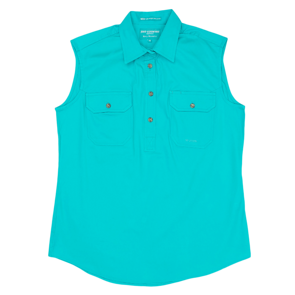 Just Country Womens Kerry Sleeveless Workshirt - Turquoise