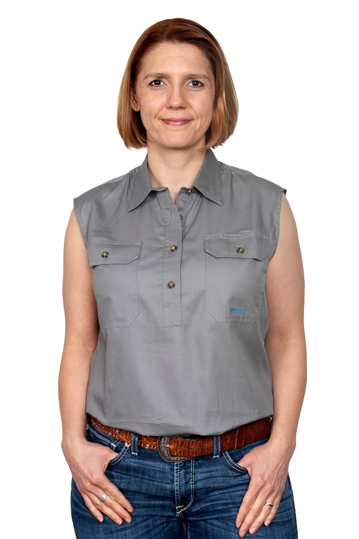 Just Country Womens Kerry Sleeveless Workshirt - Steel Grey