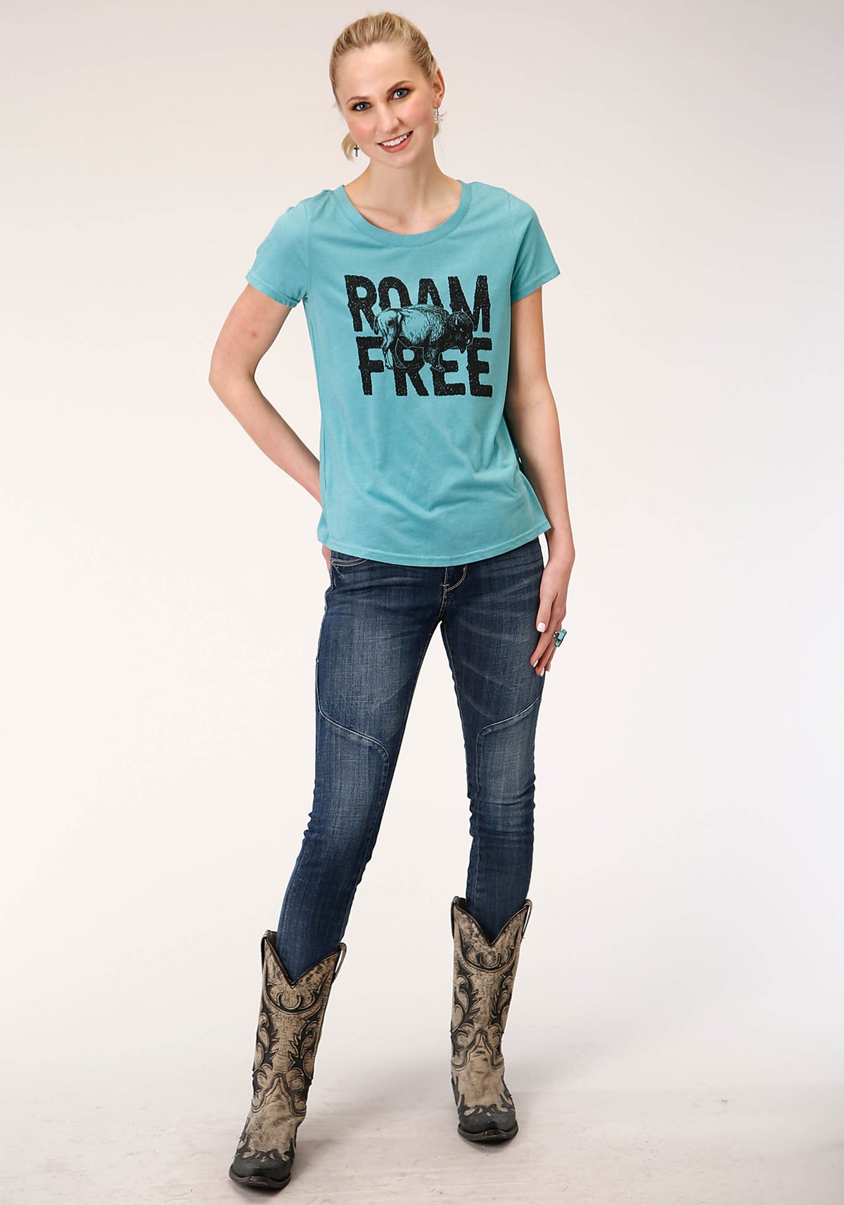 Roper Womens Five Star Collection Tee - Blue