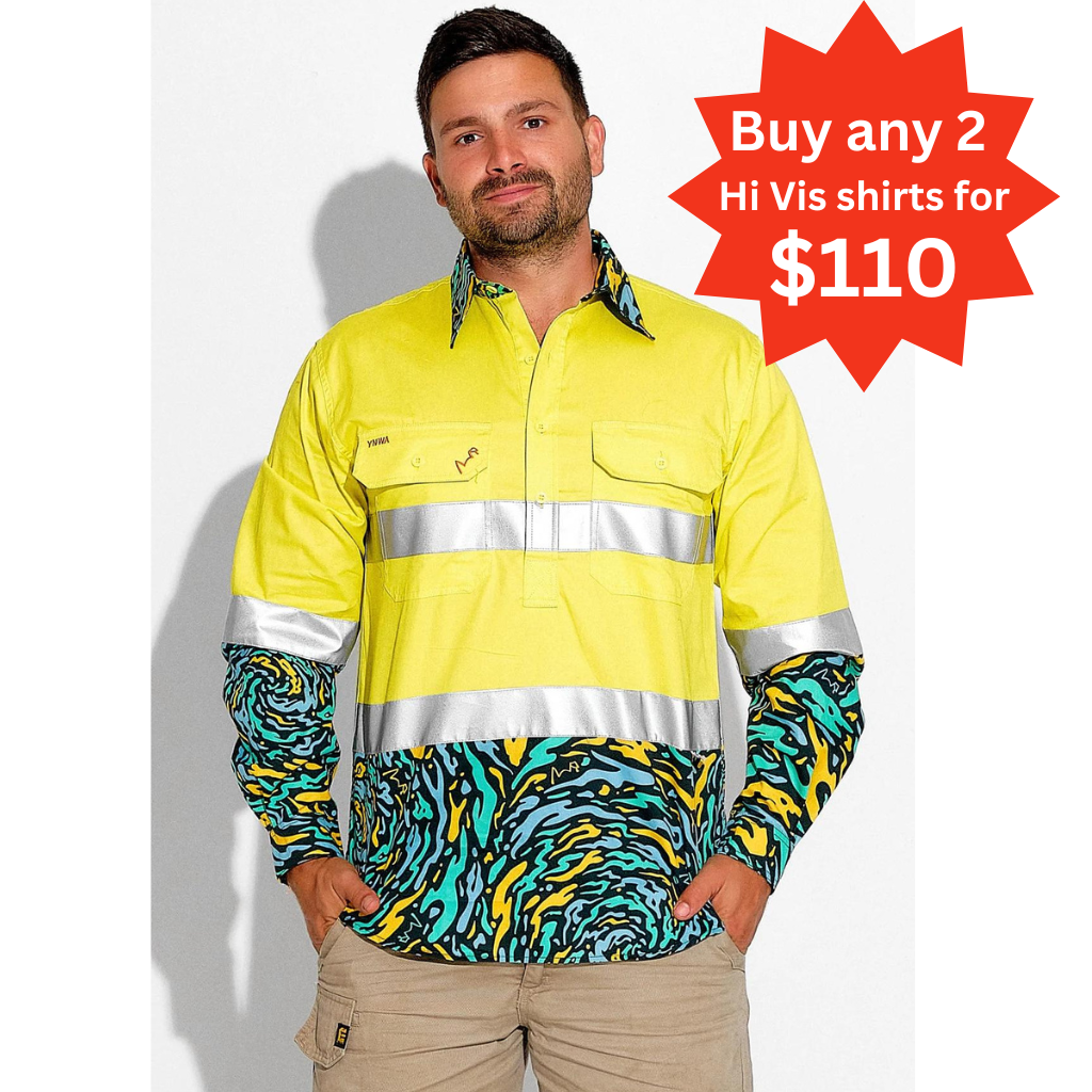 TradeMutt Mens Spun Out Hi Vis Day/Night Workshirt - Yellow