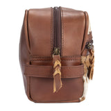 Cowhide Leather Toiletry Bag - Brown