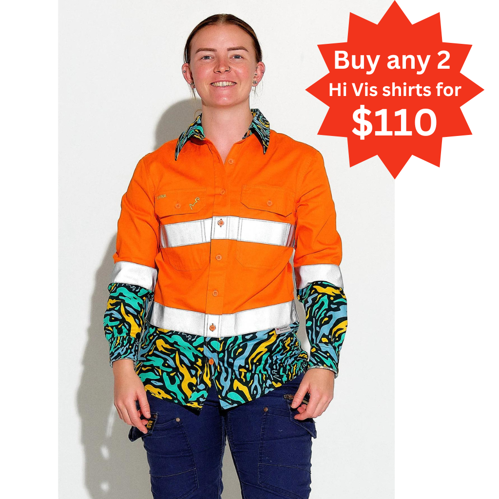 TradeMutt Womens Spun Out Hi Vis Day/Night Workshirt - Orange