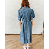 Lucky and Blessed Womens Mid Wash Concho Button Down Dress