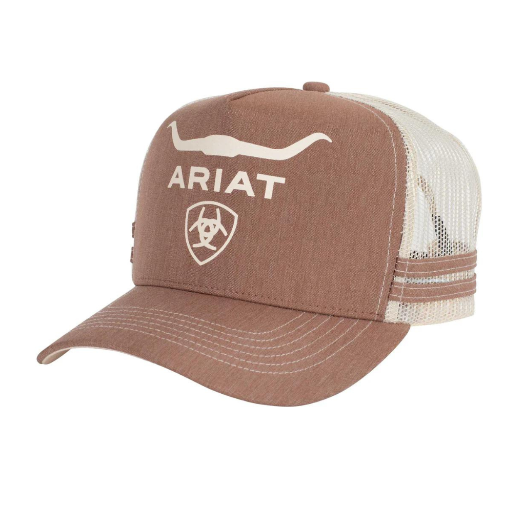 Ariat Wild Bull Trucker Cap - Brown Heather