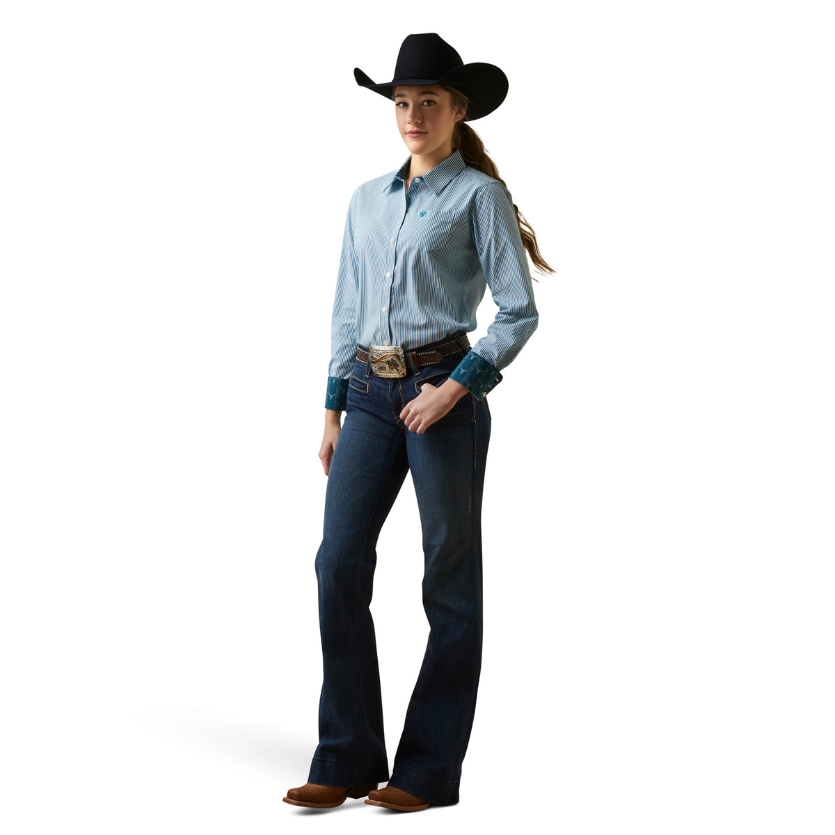 Ariat Womens WR Kirby Stretch Shirt - Crystal Teal Stripe