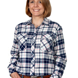 Just Country Womens Brooke Flannel - White/Navy