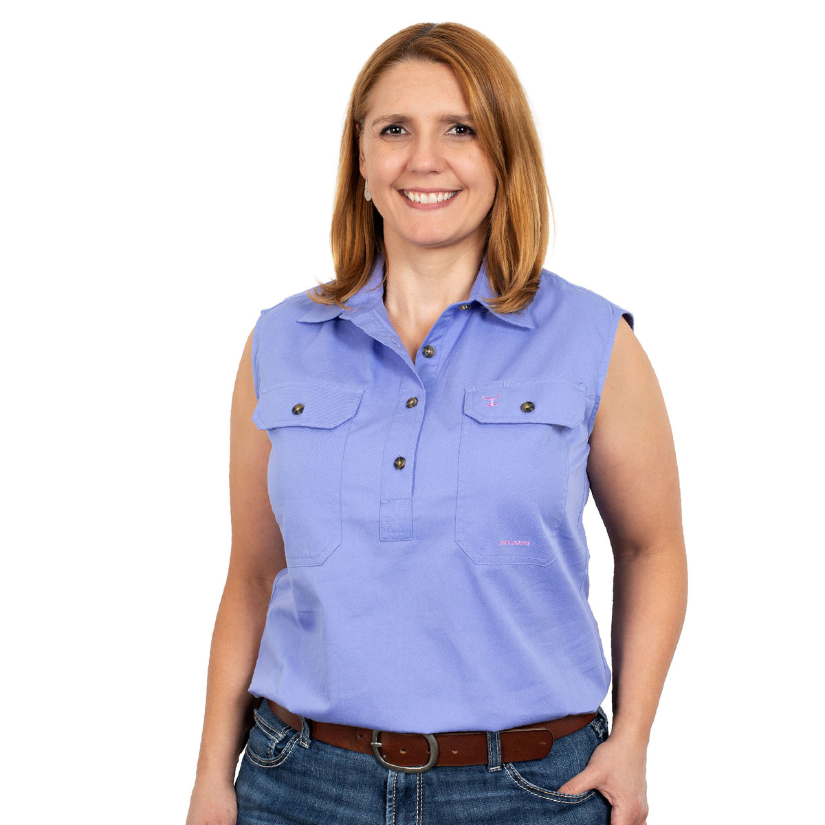 Just Country Womens Kerry Sleeveless Workshirt - Periwinkle