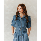 Lucky and Blessed Womens Mid Wash Concho Button Down Dress