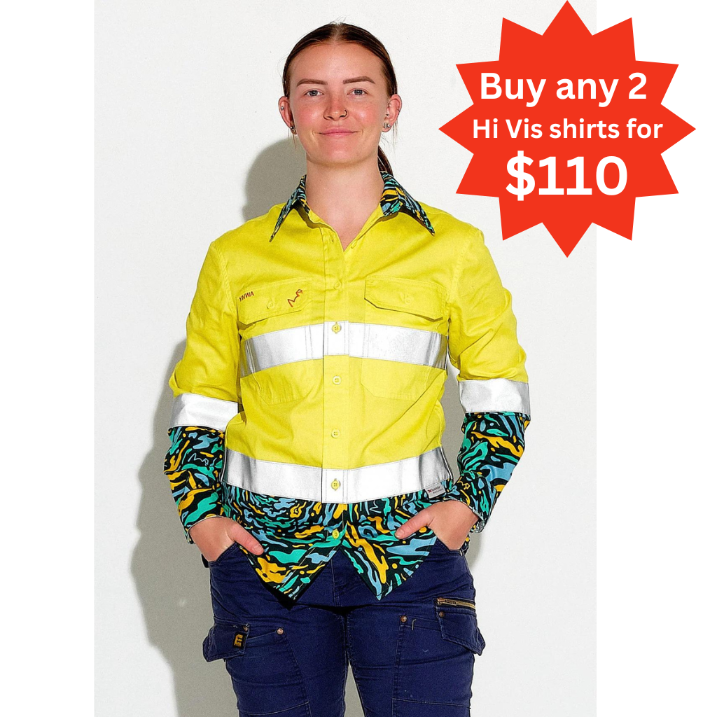 TradeMutt Womens Spun Out Hi Vis Day/Night Workshirt - Yellow