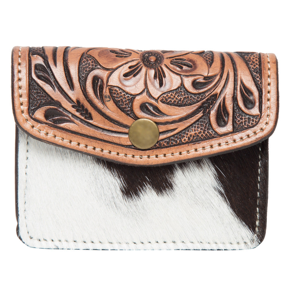 Tooling Leather Cowhide Purse - Brown