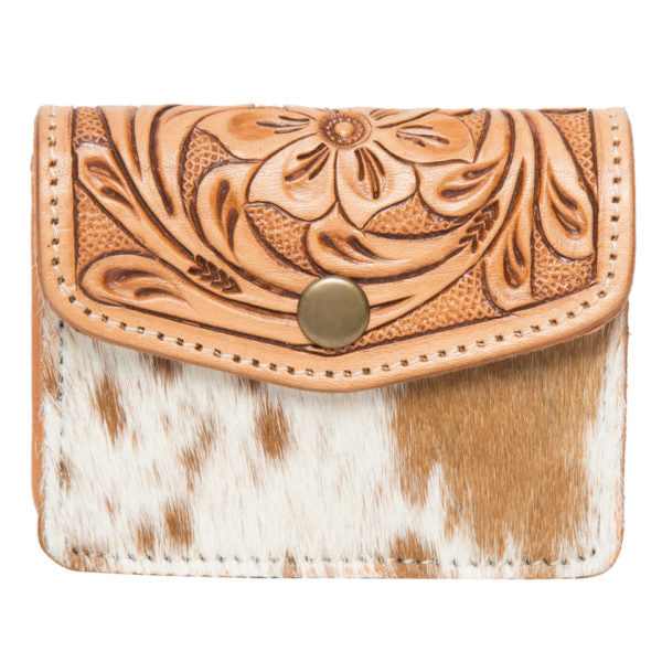 Tooling Leather Cowhide Purse - Tan