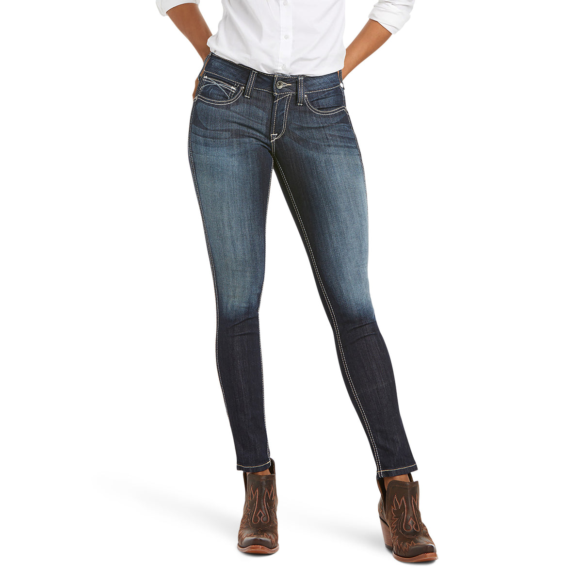 Ariat Womens Real Mid Rise Skinny Stretch Outseam - Ella Celestial