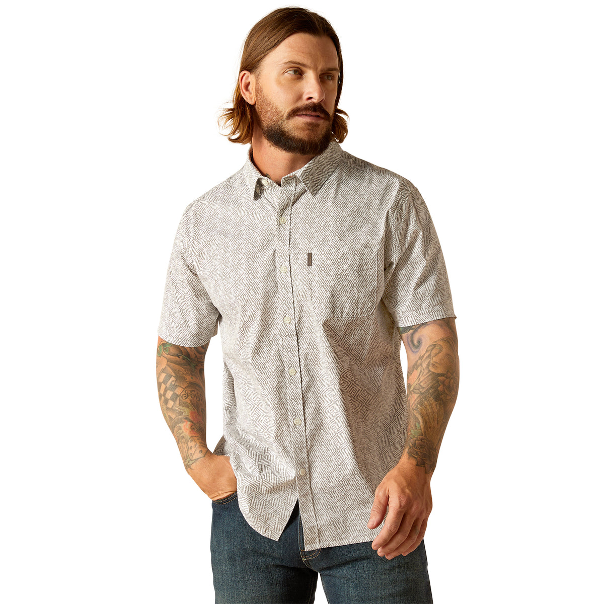 Ariat Mens Morgan Modern Short Sleeve Shirt - White