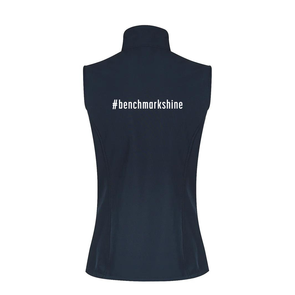 Benchmark Horse Feeds Womens Softshell Vest - Navy