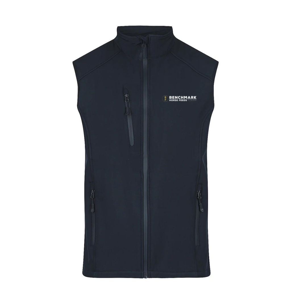 Benchmark Horse Feeds Mens Softshell Vest - Navy