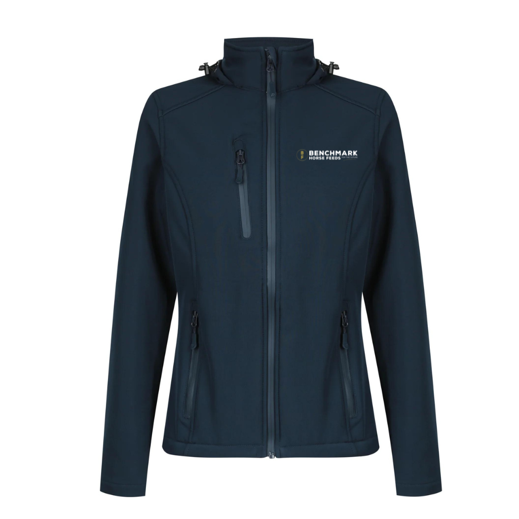 Benchmark Horse Feeds Womens Softshell Jacket - Navy