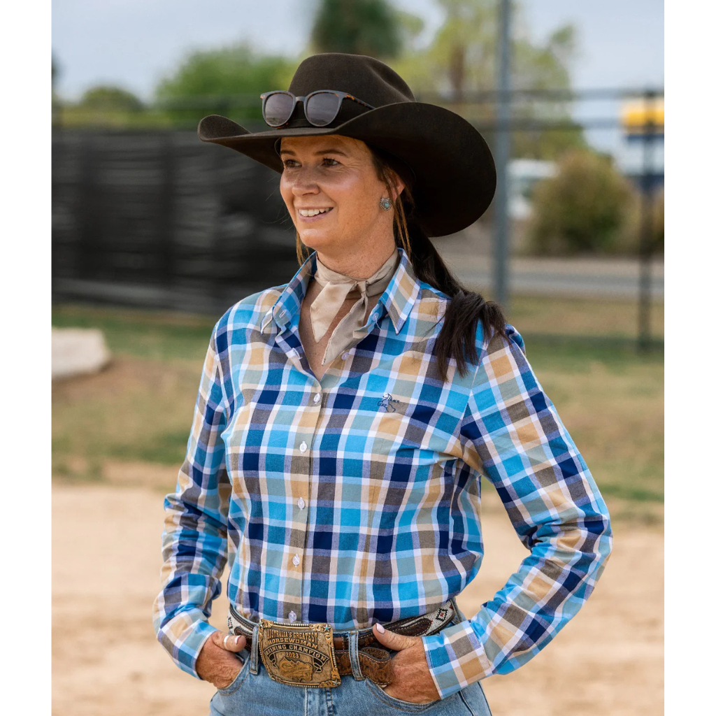 Black Colt Womens Jane Shirt - Blue/Navy Check