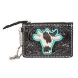 Cowhide Tooled Leather Key Card Case