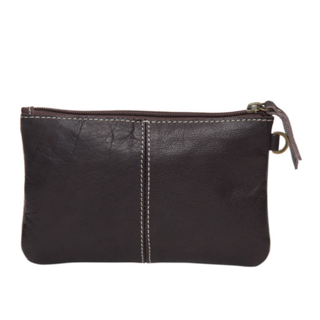 Cowhide Tooled Leather Clutch - Black