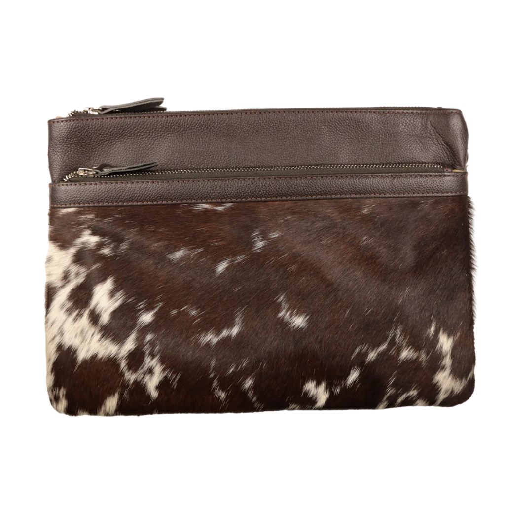 Cowhide India Leather Handbag - Dark Brown