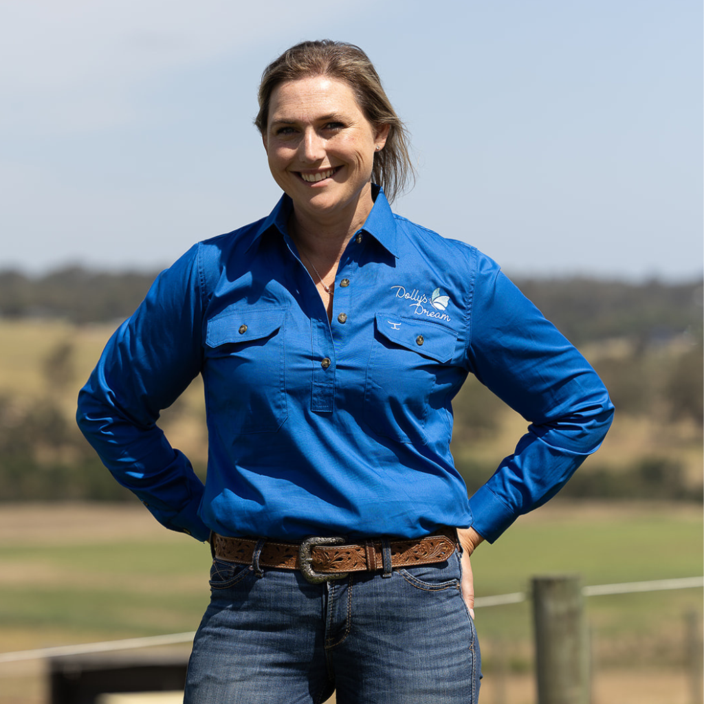 Dollys Dream Womens Half Button Shirt - Nautical Blue