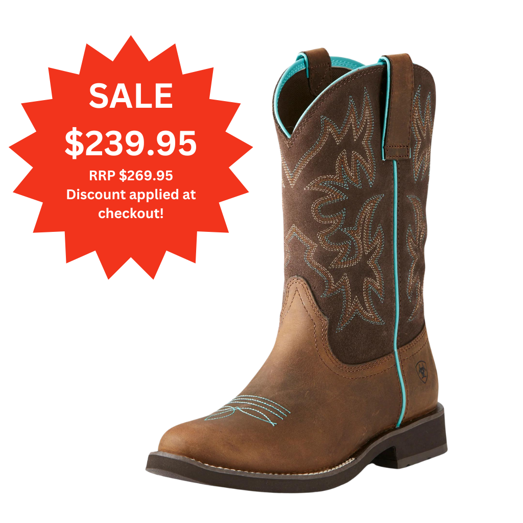 Ariat Womens Delilah Round Toe - Distressed Brown/Fudge Brown