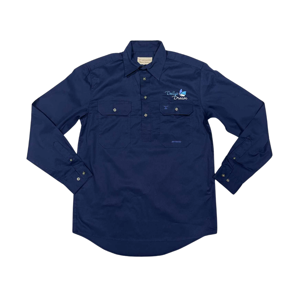 Dolly's Dream Mens Half Button Shirt - Navy