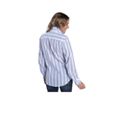 Just Country Womens Abbey Frills Shirt - White/Denim Stripe Lace