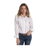 Just Country Womens Abbey Shirt - White Blue Spots/White Tourmaline Sport