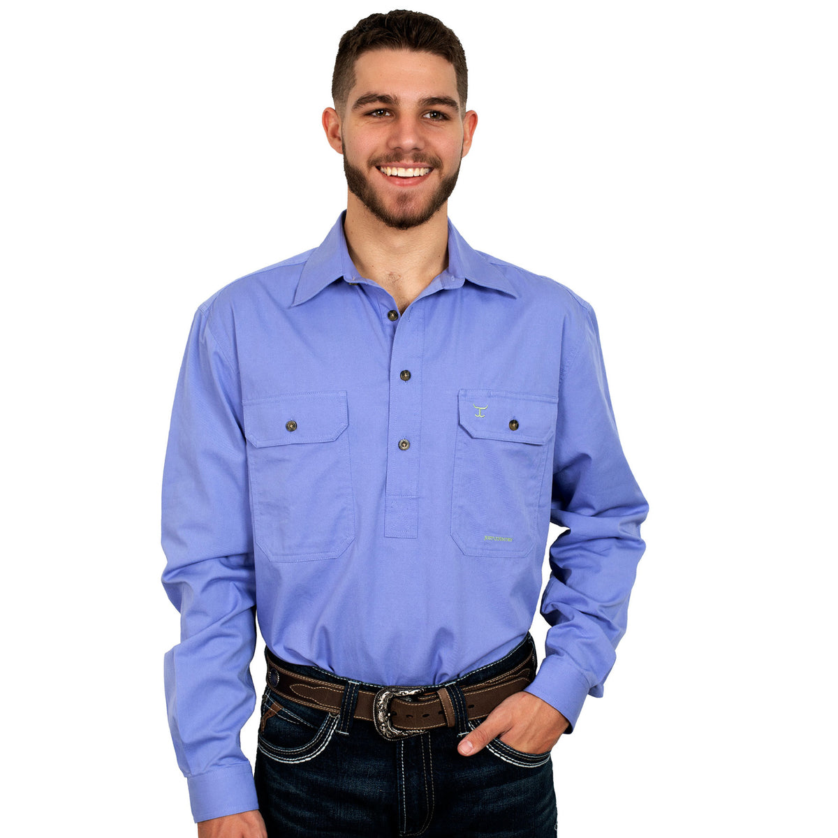Just Country Mens Cameron Workshirt - Periwinkle