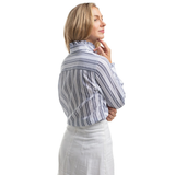Just Country Womens Abbey Frills Shirt - Indigo Blue/White Lace