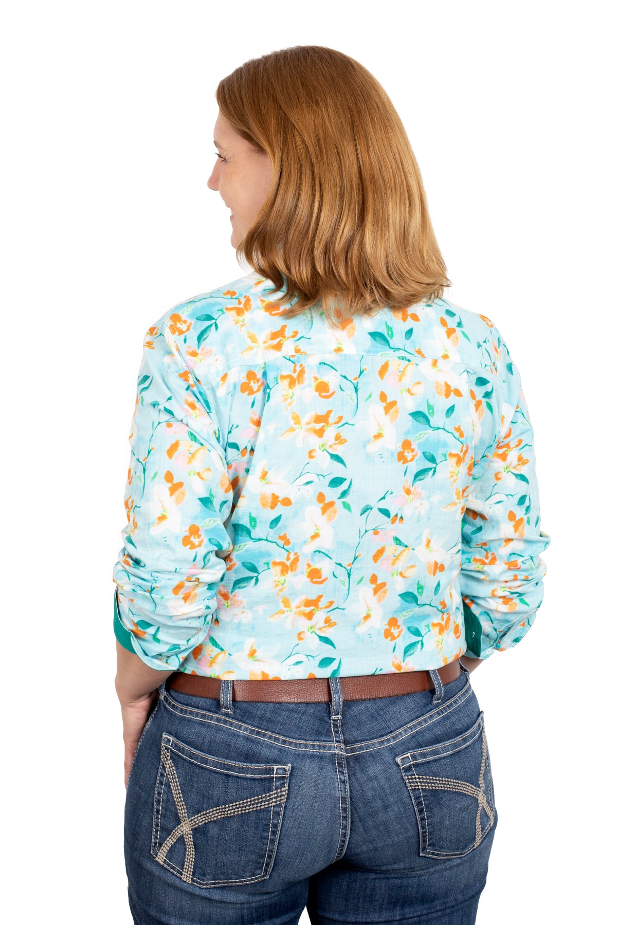 Just Country Womens Abbey Full Button Shirt - Sky Citrus Flower