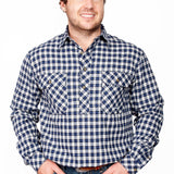 JC Mens Cameron Workshirt Flannel Royal/White