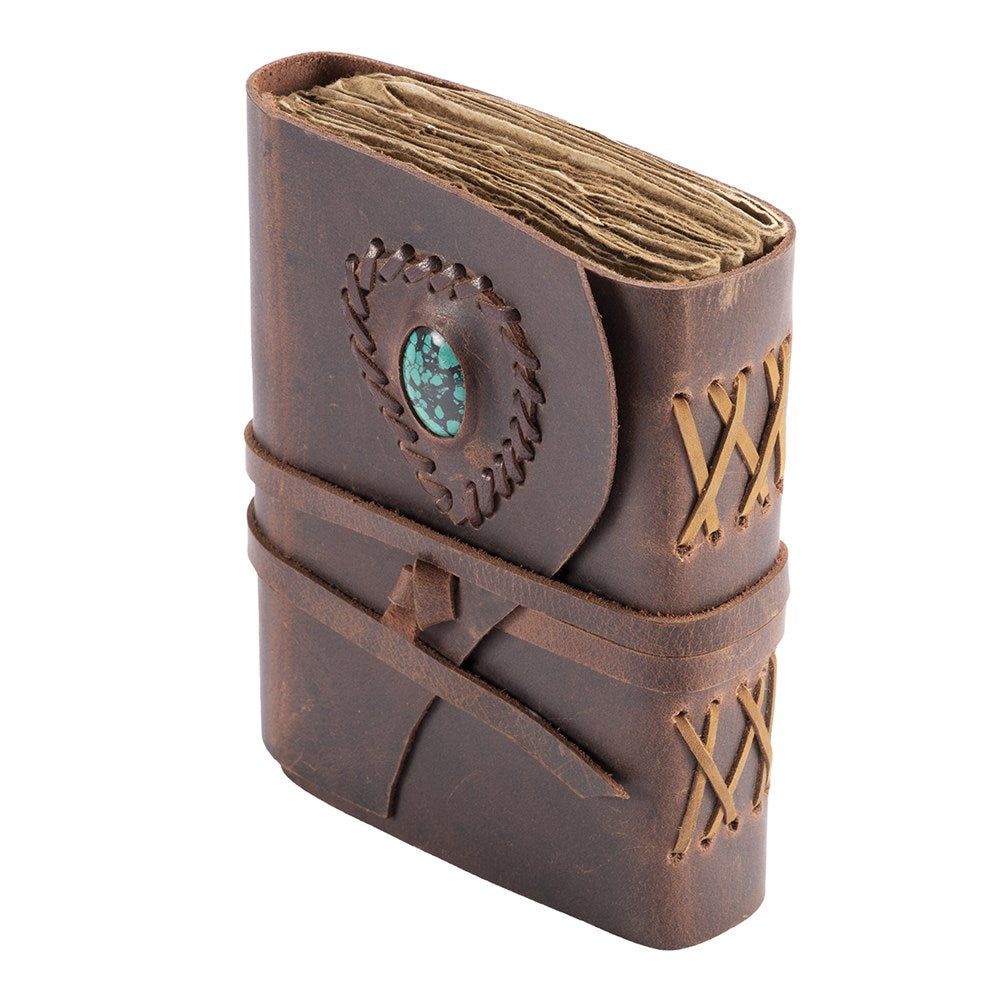 Leather Bound Journal - Distressed Brown/Turquoise