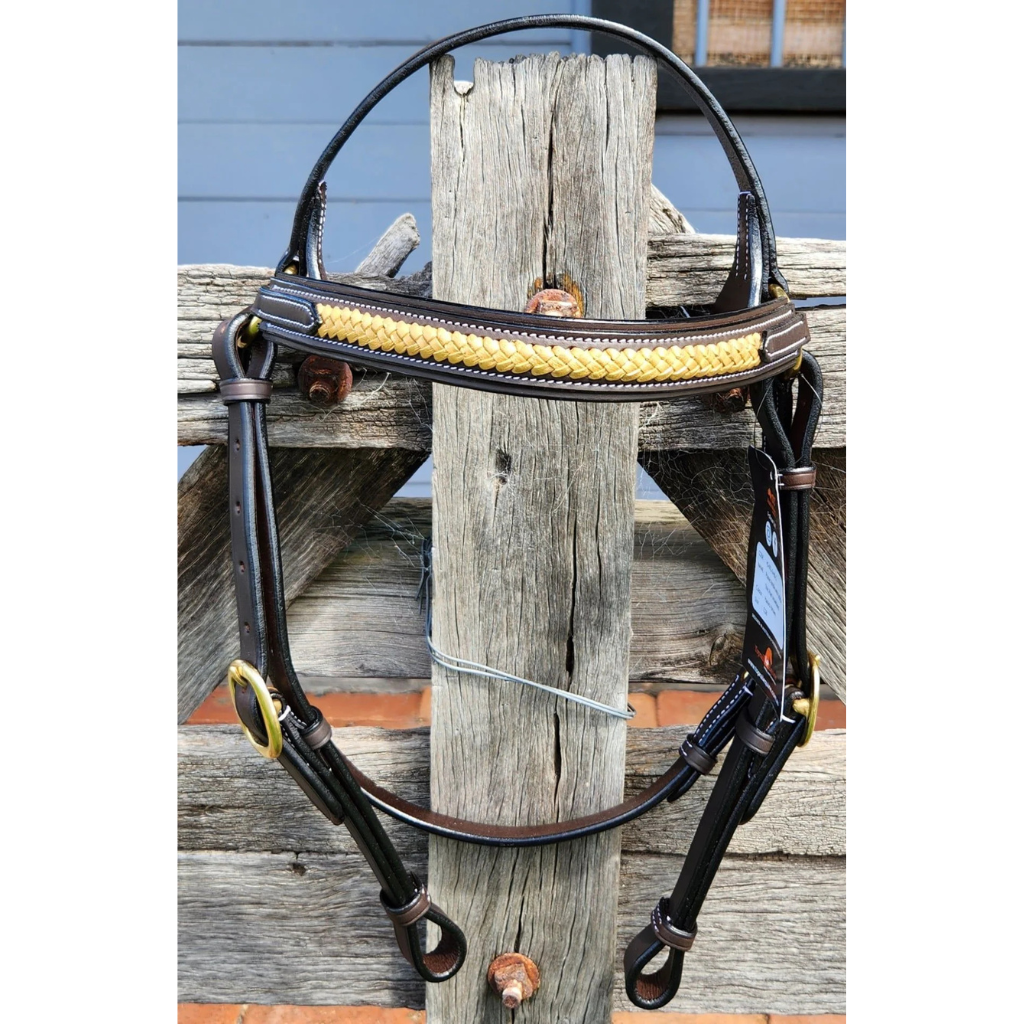 Toprail Equine Gold Thin Plait Browband Bridle