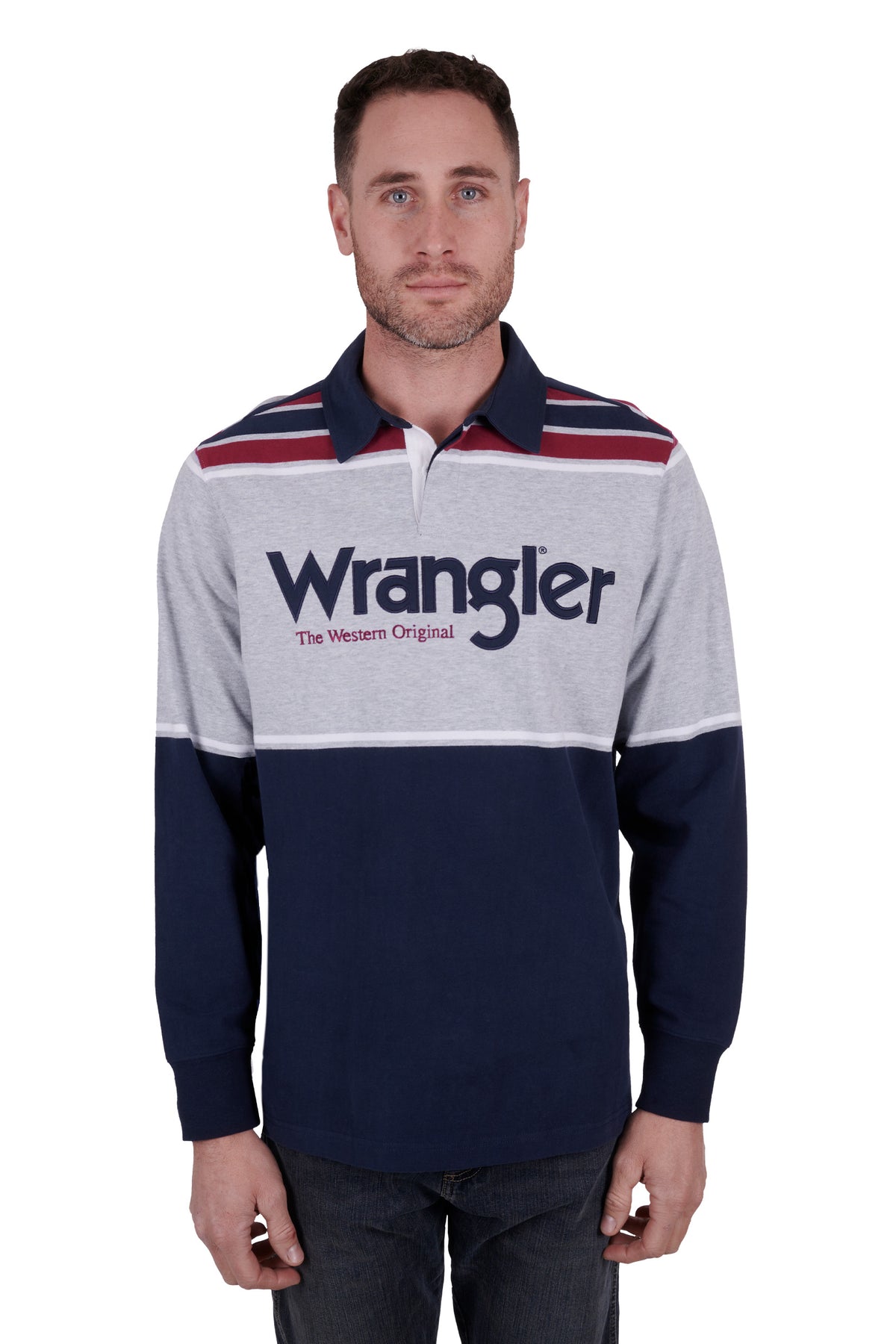 Wrangler Mens Max Rugby - Navy/Red