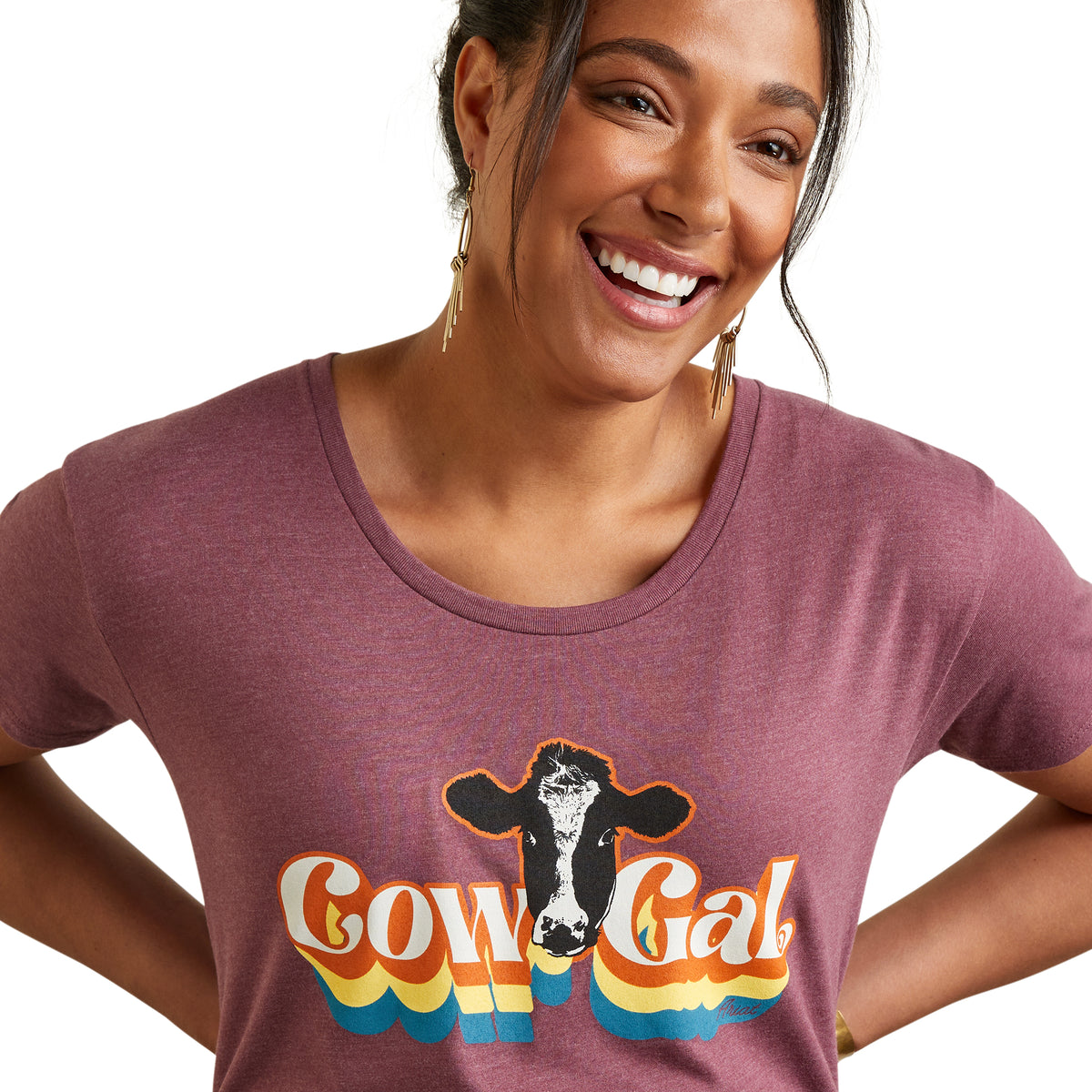 Ariat Womens Cow Gal Tee - Burgundy Heather