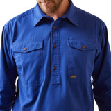 Ariat Mens Rebar Half Button Workshirt - Cobalt