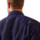 Ariat Mens Rebar Half Button Workshirt - Navy