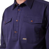 Ariat Mens Rebar Half Button Workshirt - Navy