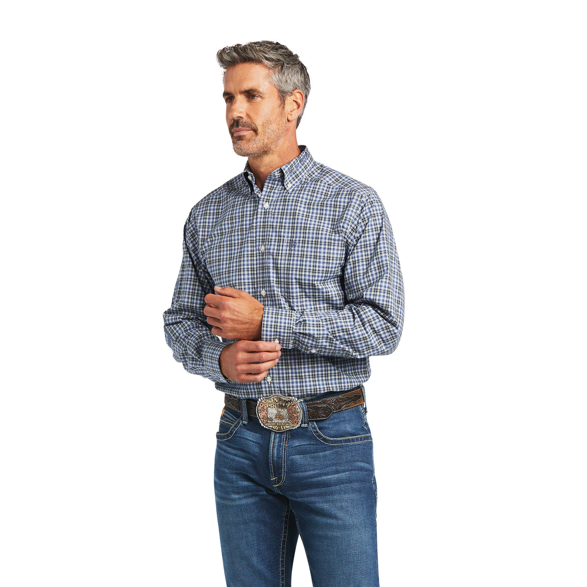 Ariat Mens Pro Series Adriel Fitted Shirt - Carbon Blue