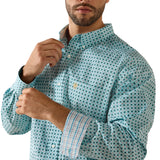 Ariat Mens Wrinkle Free Andy Classic Fit Shirt - Angel Blue Geo Print