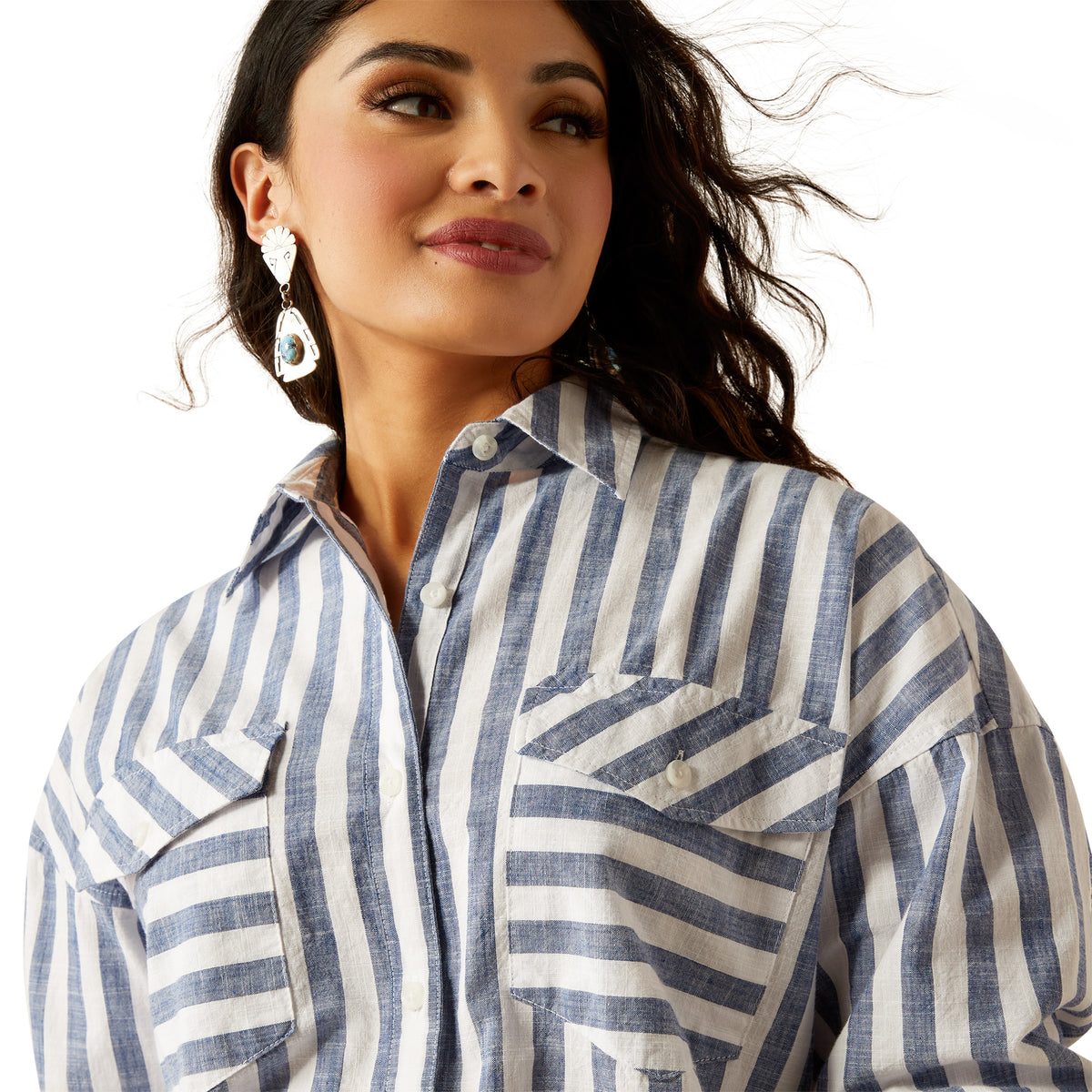 Ariat Womens Baggy Button Up shirt - Coastal Stripe