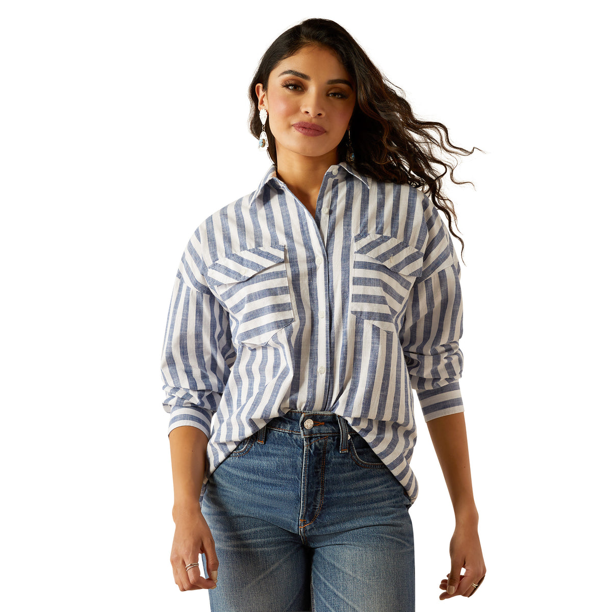 Ariat Womens Baggy Button Up shirt - Coastal Stripe