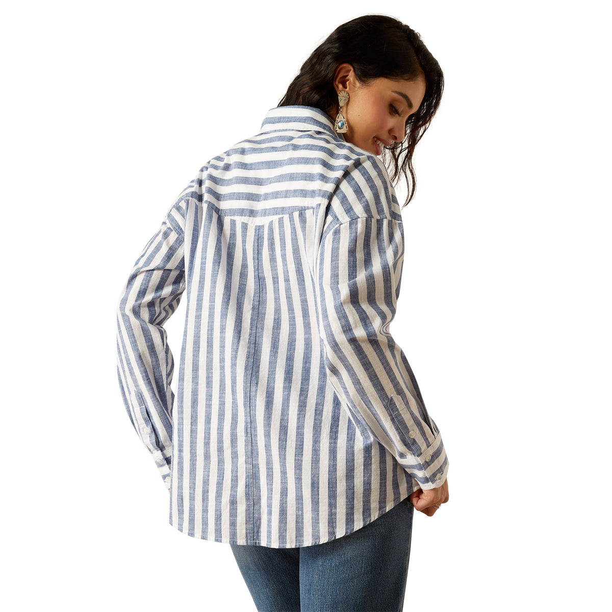 Ariat Womens Baggy Button Up shirt - Coastal Stripe